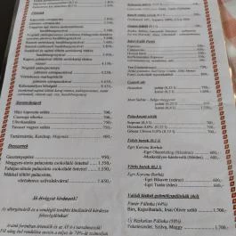 Muskátli Vendéglő , Hollókő - Étlap/itallap