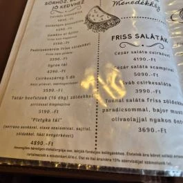 Nagyszénás Menedékház, Nagykovácsi - Étlap/itallap