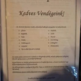 Napliget Étterem Nagycserkesz - Étlap/itallap