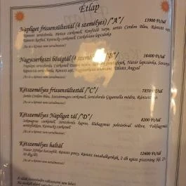 Napliget Étterem Nagycserkesz - Étlap/itallap
