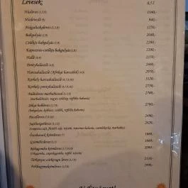 Napliget Étterem Nagycserkesz - Étlap/itallap