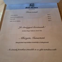 Nati malma, Bükkábrány - Étlap/itallap