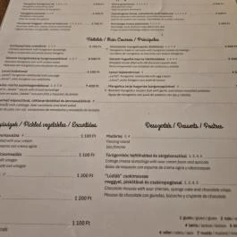 Negro Mangalica Budapest - Étlap/itallap