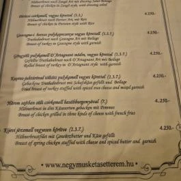 Négy Muskétás Étterem-Söröző Budapest - Étlap/itallap
