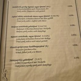 Négy Muskétás Étterem-Söröző Budapest - Étlap/itallap