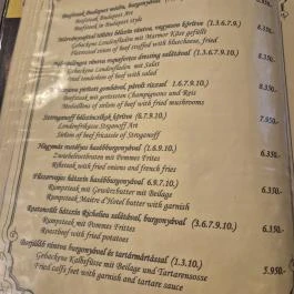 Négy Muskétás Étterem-Söröző Budapest - Étlap/itallap