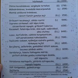 Neked Főztem, Zánka - Étlap/itallap