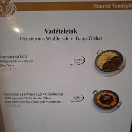 Nimród Vendéglő Farkasgyep? - Étlap/itallap