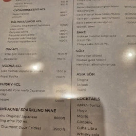 NS Asian cuisine Budapest - Étlap/itallap