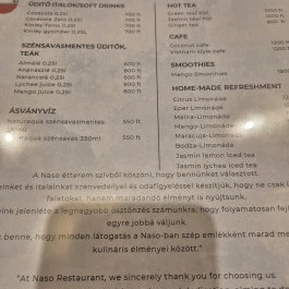 NS Asian cuisine Budapest - Étlap/itallap