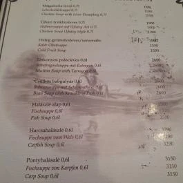 Öreg Halász Étterem Tiszafüred - Étlap/itallap