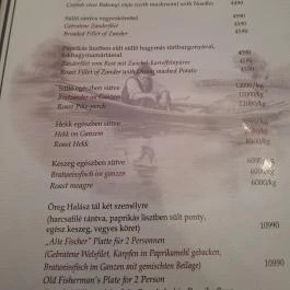 Öreg Halász Étterem Tiszafüred - Étlap/itallap