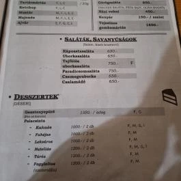 Pagoda Étterem, Berzence - Étlap/itallap