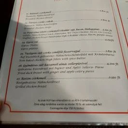Panoráma Étterem Harta - Étlap/itallap