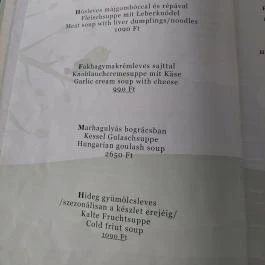 Párizsi Udvar Étterem Keszthely - Étlap/itallap