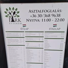 Park Étterem Berekfürdő - Étlap/itallap