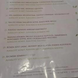 Park Étterem Berekfürdő - Étlap/itallap