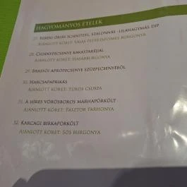 Park Étterem Berekfürdő - Étlap/itallap