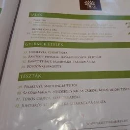 Park Étterem Berekfürdő - Étlap/itallap