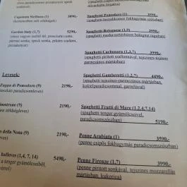 Pasta Garden Budaörs - Étlap/itallap