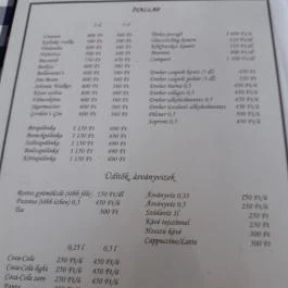 Pénzügyőr Étterem Budapest - Étlap/itallap