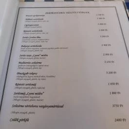 Pénzügyőr Étterem Budapest - Étlap/itallap