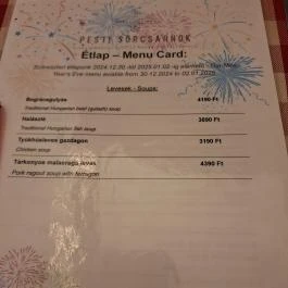 Pesti Sörcsarnok Budapest - Étlap/itallap