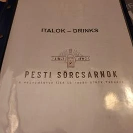 Pesti Sörcsarnok Budapest - Étlap/itallap