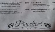 Pincekert Vendéglő Balatonkeresztúr - Étlap/itallap