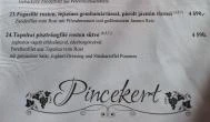 Pincekert Vendéglő Balatonkeresztúr - Étlap/itallap