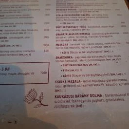 Pingrumba Budapest - Étlap/itallap