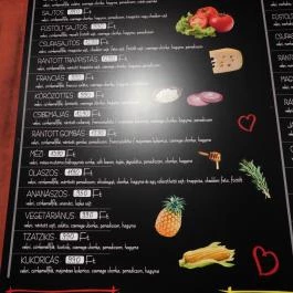 Pipipont, Budapest - Étlap/itallap