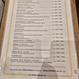 Pizzi Móricz Budapest - Étlap/itallap