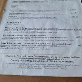 Pódium Budapest - Étlap/itallap