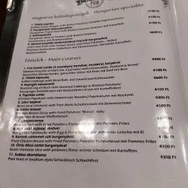 Polo Pub Budapest - Étlap/itallap