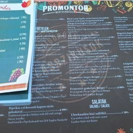 Promontor Kertvendéglő Budapest - Étlap/itallap