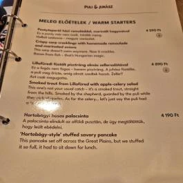 Puli & Juhász Restaurant Budapest - Étlap/itallap