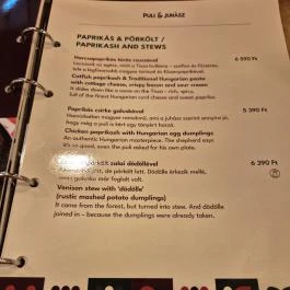 Puli & Juhász Restaurant Budapest - Étlap/itallap