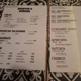 Quentin's Burger Budapest - Étlap/itallap