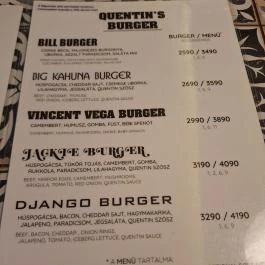 Quentin's Burger Budapest - Étlap/itallap
