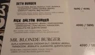 Quentin's Burger Budapest - Étlap/itallap