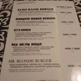Quentin's Burger Budapest - Étlap/itallap