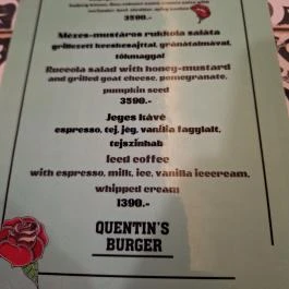 Quentin's Burger Budapest - Étlap/itallap
