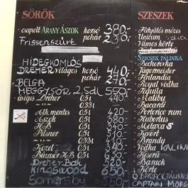 Rege Söröző Budapest - Étlap/itallap