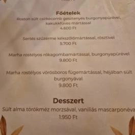 Remete-Pince Étterem, Vác - Étlap/itallap