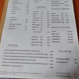Utasellátó Kávéház & Bisztró Budapest - Étlap/itallap