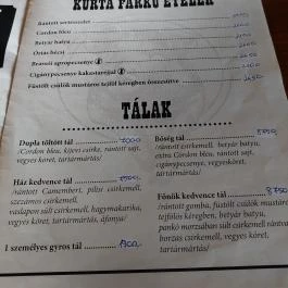 Retro Pub, Ladánybene - Étlap/itallap