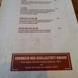Ribster American Bar & Grill - Oktogon Budapest - Étlap/itallap