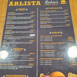 Richies Burger Móricz Óbuda, Budapest - Étlap/itallap