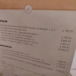 Rókusfalvy Fogadó étterme Etyek - Étlap/itallap